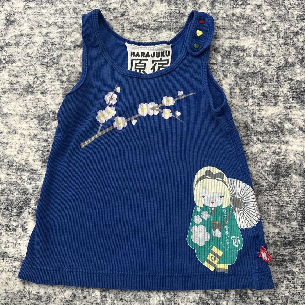4T Gwen Stefani Harajuku Lovers Tank Top No‎ Doubt Blue Geisha Toddler Shirt VTG